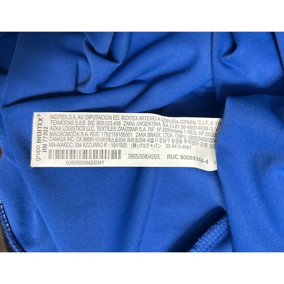 Zara L Blue Bodysuit Square Neck Sleeveless Tank Top Stretch Fitted Minimal NWT - Picture 10 of 10